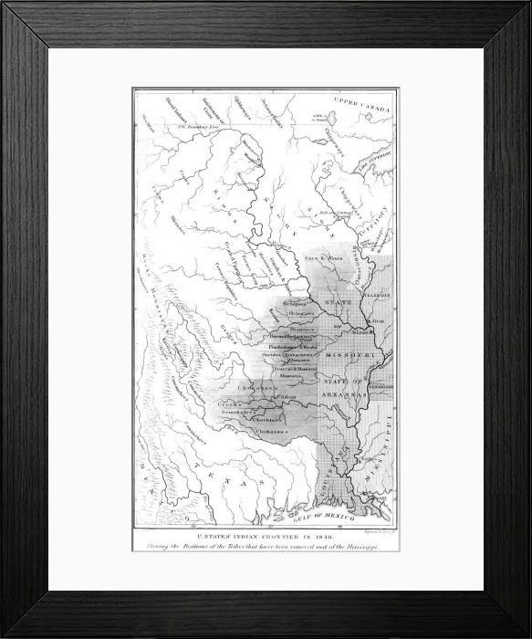 Framed Print : United States Indian frontier, 1840 (1841). Artist: Tofswill and Myers Framed Print : United States Indian frontier, 1840 (1841). Artist: Tofswill and Myers