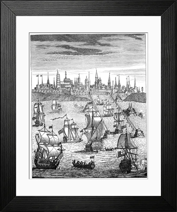 Framed Print : English squadron carrying troops to take possession of Dunkirk, 1708, (1894) Framed Print : English squadron carrying troops to take possession of Dunkirk, 1708, (1894)