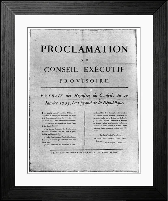 Framed Print : Proclamation of the order for the execution of Louis XVI of France, 1793 (1894) Framed Print : Proclamation of the order for the execution of Louis XVI of France, 1793 (1894)