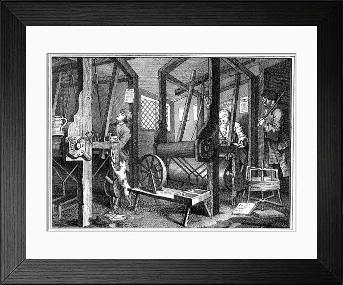Framed Print : Weaving at Spitalfields, London, 1747 (1894) Framed Print : Weaving at Spitalfields, London, 1747 (1894)