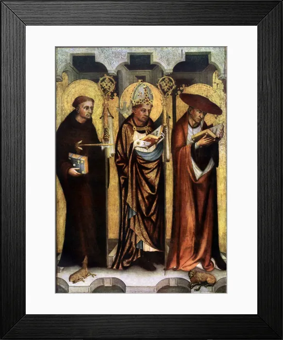 Framed Print : St Giles, St Gregory, and St Jerome, c1380 (1955). Artist: Master of the Trebon Altarpiece Framed Print : St Giles, St Gregory, and St Jerome, c1380 (1955). Artist: Master of the Trebon Altarpiece