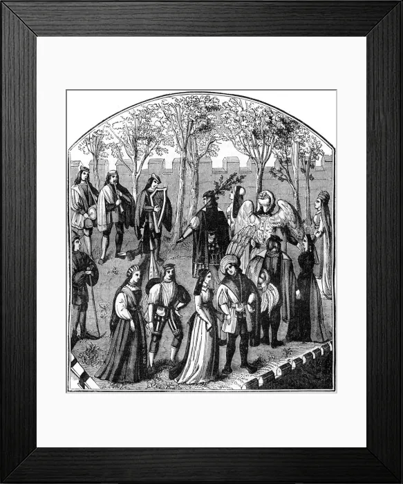 Framed Print : A dance in a garden, c13th-15th century (1882-1884) Framed Print : A dance in a garden, c13th-15th century (1882-1884)