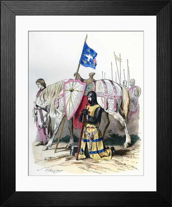Framed Print : A knight saying a prayer before departing for the second crusade, 1146 (1882-1884). Artist: Deghouy Framed Print : A knight saying a prayer before departing for the second crusade, 1146 (1882-1884). Artist: Deghouy