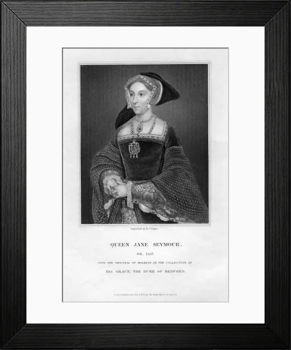 Framed Print : Jane Seymour, third wife and Queen of Henry VIII of England, (1823). Artist: R Cooper Framed Print : Jane Seymour, third wife and Queen of Henry VIII of England, (1823). Artist: R Cooper