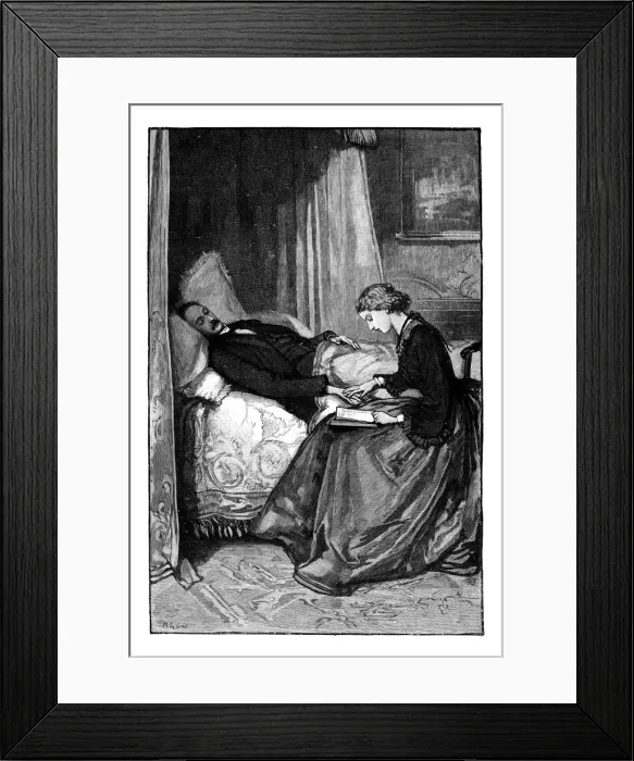 Framed Print : Princess Alice reading to her father, Prince Albert, c1850s Framed Print : Princess Alice reading to her father, Prince Albert, c1850s