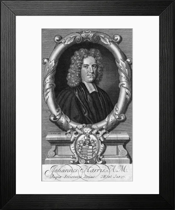 Framed Print : Portrait of John Harris, late 17th or early 18th century. Artist: G White Framed Print : Portrait of John Harris, late 17th or early 18th century. Artist: G White