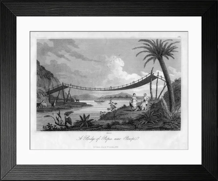 Framed Print : A Bridge of Ropes, near Penipe, Ecuador, 1829. Artist: Storer Framed Print : A Bridge of Ropes, near Penipe, Ecuador, 1829. Artist: Storer