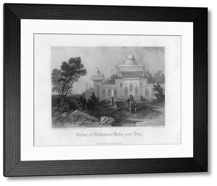 Framed Print : Shrine of Mohummed Kahn, near Deeg, Rajasthan, India, mid 19th century. Artist: E Finden Framed Print : Shrine of Mohummed Kahn, near Deeg, Rajasthan, India, mid 19th century. Artist: E Finden
