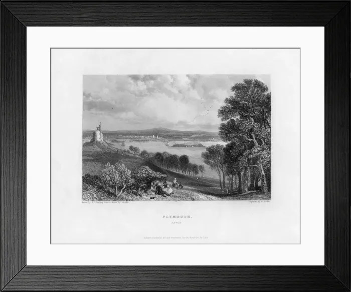 Framed Print : Plymouth, Devon, 19th century. Artist: William Finden Framed Print : Plymouth, Devon, 19th century. Artist: William Finden