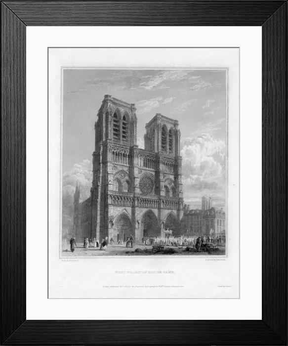 Framed Print : West front of Notre Dame, Paris, France, 1822. Artist: Robert Sands Framed Print : West front of Notre Dame, Paris, France, 1822. Artist: Robert Sands