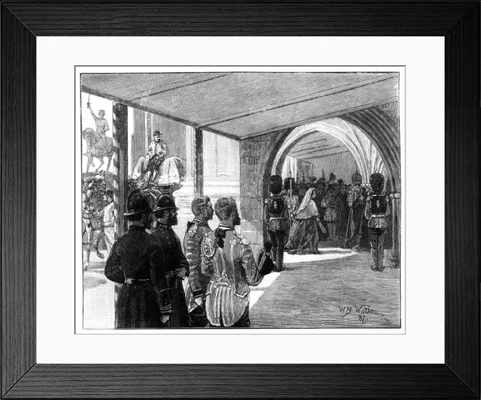 Framed Print : The Opening of Parliament, Westminster, London, 1866. Artist: William Barnes Wollen Framed Print : The Opening of Parliament, Westminster, London, 1866. Artist: William Barnes Wollen