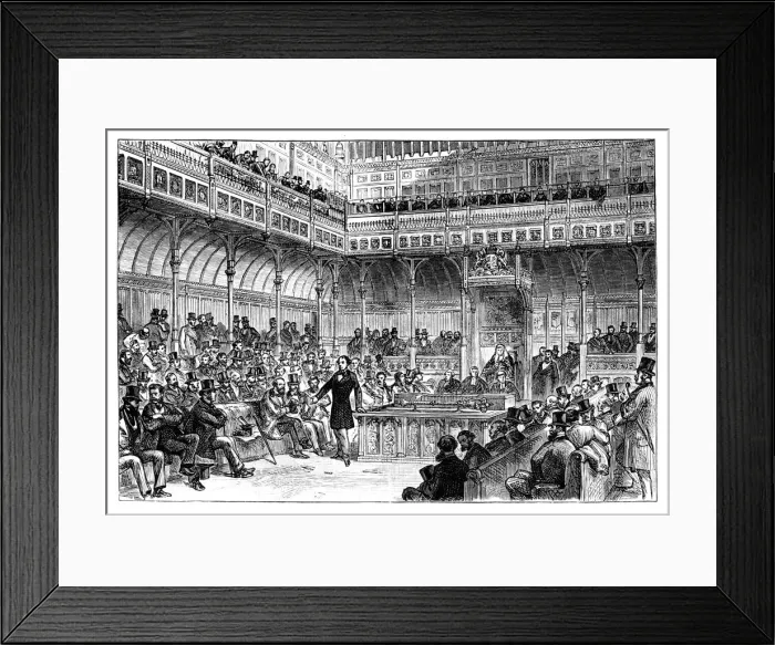 Framed Print : Benjamin Disraeli introducing his reform bill in the House of Commons, c1867 Framed Print : Benjamin Disraeli introducing his reform bill in the House of Commons, c1867