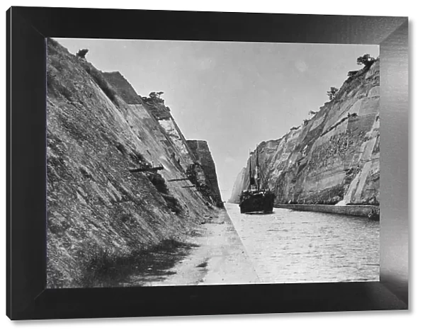 Ship passing through the Corinth Canal, Greece, late 19th or 20th century