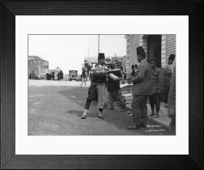 Framed Print : A lemonade seller, Beiruit, Lebanon, c1920s-c1930s(?) Framed Print : A lemonade seller, Beiruit, Lebanon, c1920s-c1930s(?)
