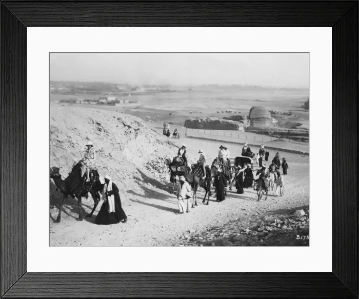 Framed Print : Camel tour, Giza, Egypt, c1920s-c1930s(?) Framed Print : Camel tour, Giza, Egypt, c1920s-c1930s(?)