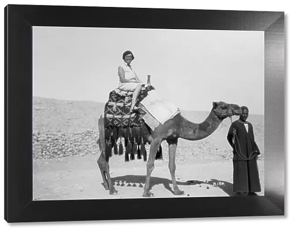 Woman on a camel tour, Egypt, c1920s-c1930s(?)