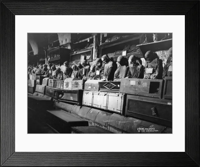 Framed Print : Catacombs of the Capuchins, Palermo, Italy, c1920s-c1930s(?) Framed Print : Catacombs of the Capuchins, Palermo, Italy, c1920s-c1930s(?)