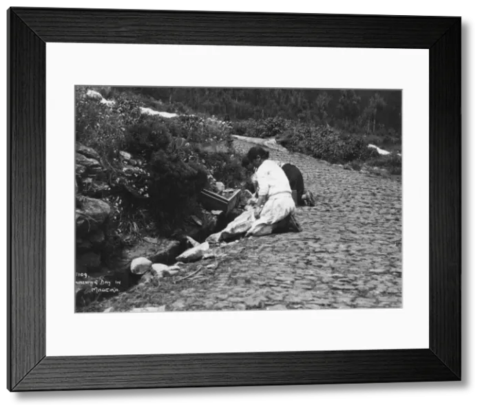 Framed Print : Washing day in Madeira, Portugal, c1920s-c1930s(?) Framed Print : Washing day in Madeira, Portugal, c1920s-c1930s(?)
