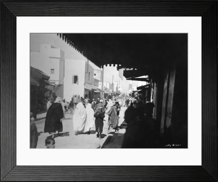 Framed Print : Busy street, Rabat, Morocco, c1920s-c1930s(?) Framed Print : Busy street, Rabat, Morocco, c1920s-c1930s(?)