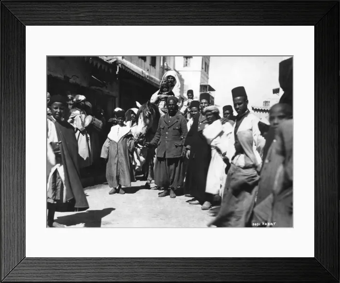 Framed Print : Street scene, Rabat, Morocco, c1920s-c1930s(?)