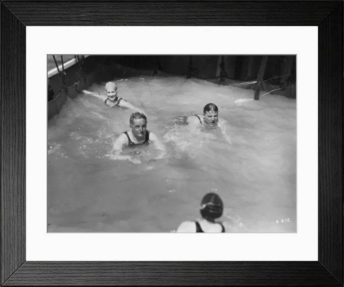 Framed Print : Passengers in the swimming pool on board a cruise ship, c1920s-c1930s(?) Framed Print : Passengers in the swimming pool on board a cruise ship, c1920s-c1930s(?)
