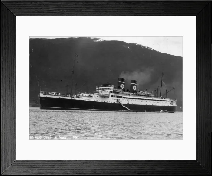 Framed Print : Blue Star Line cruise ship SS Arandora Star, Norway, c1927-c1939 Framed Print : Blue Star Line cruise ship SS Arandora Star, Norway, c1927-c1939