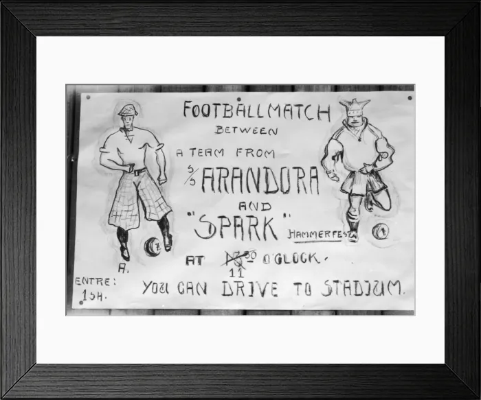 Framed Print : Football match poster, Hammerfest, northern Norway, 1929 Framed Print : Football match poster, Hammerfest, northern Norway, 1929