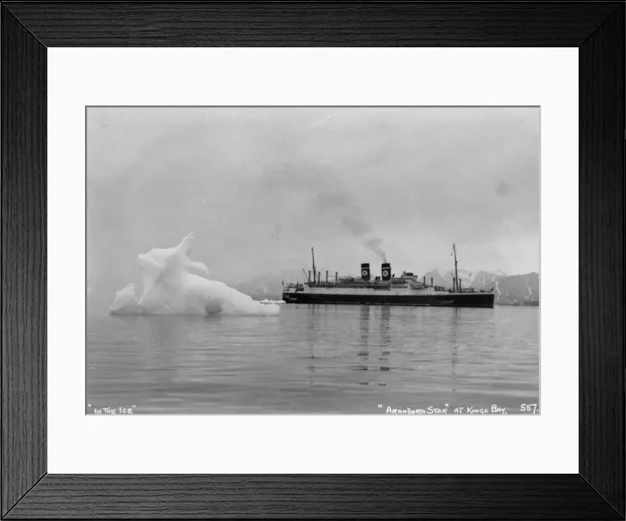 Framed Print : Blue Star Lines cruise ship SS Arandora Star, Kongsfjorden, Spitzbegen, Norway, 1929 Framed Print : Blue Star Lines cruise ship SS Arandora Star, Kongsfjorden, Spitzbegen, Norway, 1929