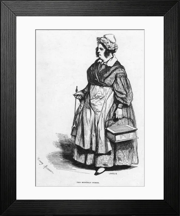 Framed Print : The monthly nurse, 19th century. Artist: Lavieille Framed Print : The monthly nurse, 19th century. Artist: Lavieille