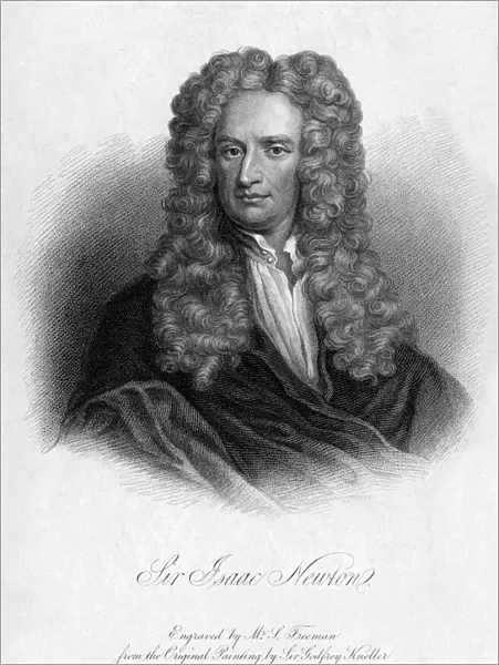 Sir Isaac Newton, English mathematician, astronomer and physicist, (19th century). Artist: Freeman
