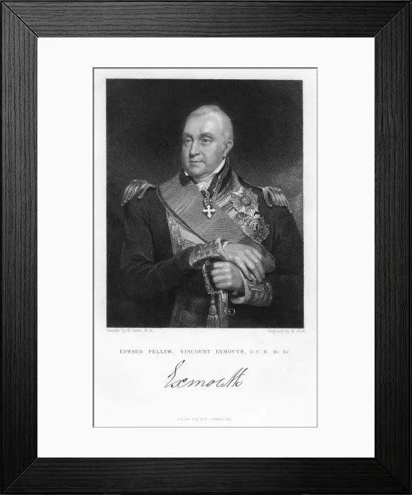 Framed Print : Edward Pellew, 1st Viscount Exmouth, British naval officer, 1831. Artist: W Holl Framed Print : Edward Pellew, 1st Viscount Exmouth, British naval officer, 1831. Artist: W Holl