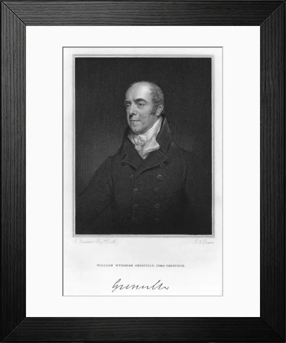 Framed Print : William Wyndham Grenville, 1st Baron Grenville, British Whig statesman and Prime Minister, 1829. Artist: Dean Framed Print : William Wyndham Grenville, 1st Baron Grenville, British Whig statesman and Prime Minister, 1829. Artist: Dean