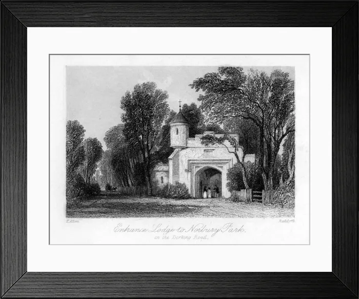 Framed Print : Entrance Lodge to Norbury Park on the Dorking Road, Surrey, 19th century. Artist: B Radclyffe Framed Print : Entrance Lodge to Norbury Park on the Dorking Road, Surrey, 19th century. Artist: B Radclyffe
