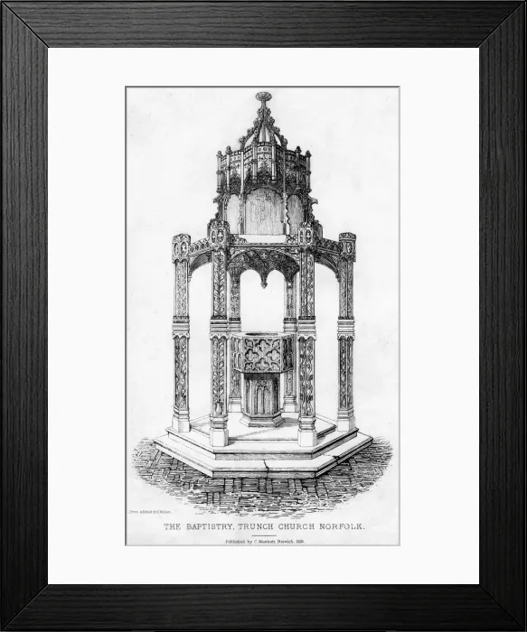 Framed Print : The baptistry, Trunch Church, Norfolk, 1855. Artist: Henry Ninham Framed Print : The baptistry, Trunch Church, Norfolk, 1855. Artist: Henry Ninham