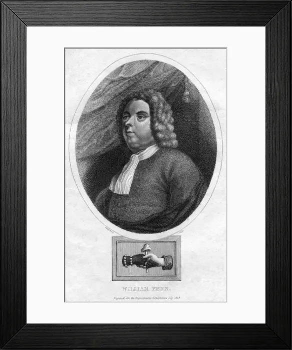 Framed Print : William Penn, founded the Province of Pennsylvania, 1823. Artist: Chapman & Co Framed Print : William Penn, founded the Province of Pennsylvania, 1823. Artist: Chapman & Co