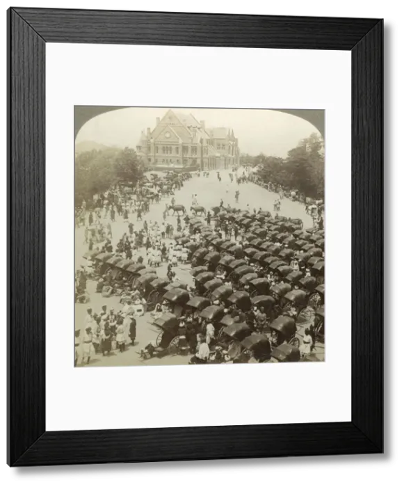 Framed Print : Rickshaws before Christ Church, Simla, India, 26 June 1902. Artist: Underwood & Underwood Framed Print : Rickshaws before Christ Church, Simla, India, 26 June 1902. Artist: Underwood & Underwood