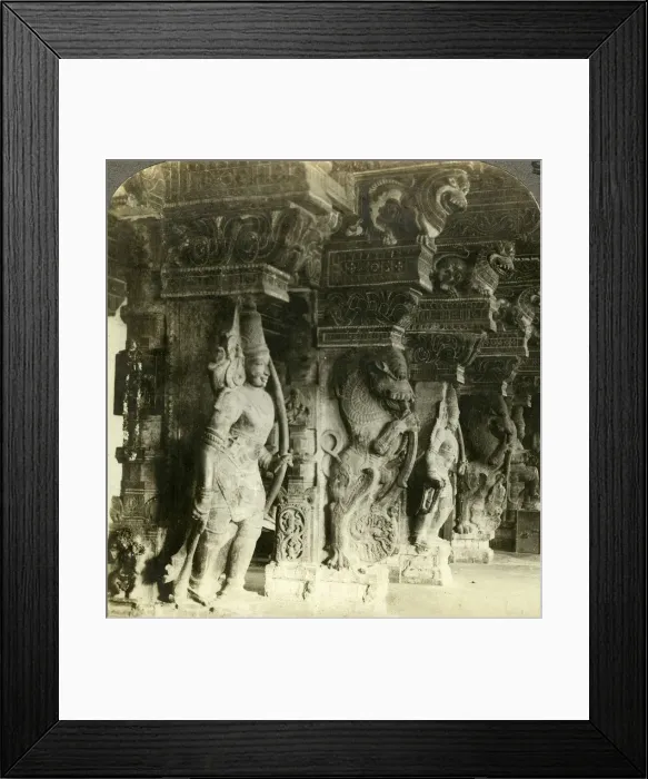 Framed Print : Pillars of a Hindu temple, Madurai, India, c1900s(?). Artist: Underwood & Underwood Framed Print : Pillars of a Hindu temple, Madurai, India, c1900s(?). Artist: Underwood & Underwood