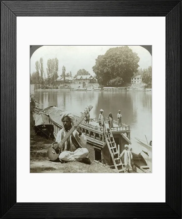 Framed Print : Houseboat party, Jhelum River, Kashmir, India, c1900s(?). Artist: Underwood & Underwood Framed Print : Houseboat party, Jhelum River, Kashmir, India, c1900s(?). Artist: Underwood & Underwood