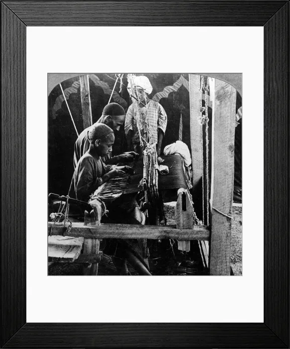 Framed Print : Shawl weavers, Kashmir, India, c1900s(?). Artist: Underwood & Underwood Framed Print : Shawl weavers, Kashmir, India, c1900s(?). Artist: Underwood & Underwood