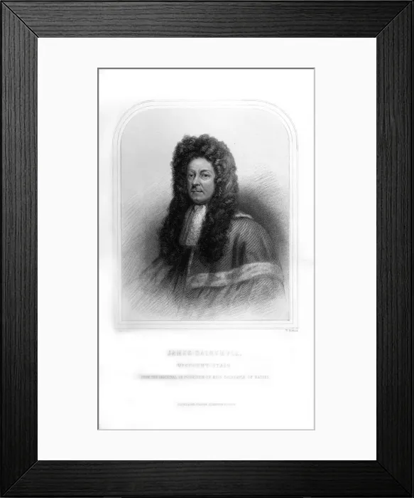 Framed Print : James Dalrymple, 1st Viscount of Stair, Scottish lawyer and statesman, (1870). Artist: W Howison Framed Print : James Dalrymple, 1st Viscount of Stair, Scottish lawyer and statesman, (1870). Artist: W Howison
