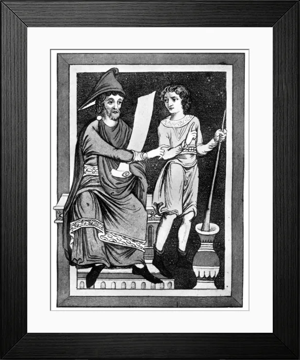 Framed Print : Doctor and servant, 13th century, (1910)