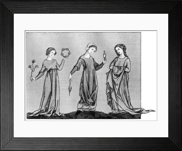 Framed Print : Young girls, 13th century, (1910) Framed Print : Young girls, 13th century, (1910)