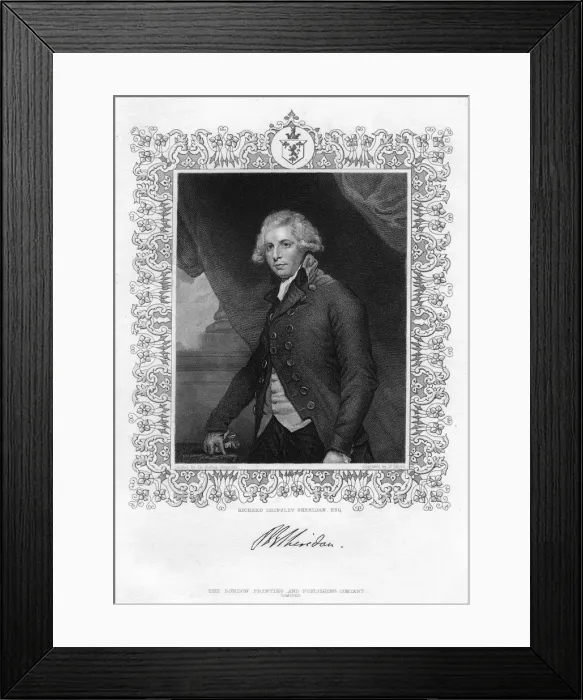 Framed Print : Richard Brinsley Sheridan (1751-1816), Irish playwright and Whig statesman, 19th century. Artist: R Hicks Framed Print : Richard Brinsley Sheridan (1751-1816), Irish playwright and Whig statesman, 19th century. Artist: R Hicks