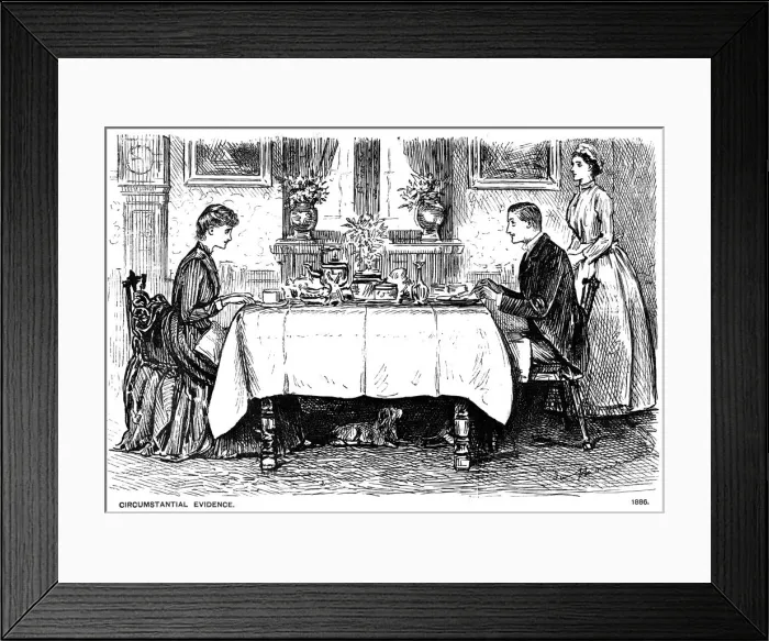 Framed Print : Circumstantial Evidence, 1886 (1891). Artist: George du Maurier Framed Print : Circumstantial Evidence, 1886 (1891). Artist: George du Maurier