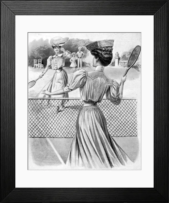 Framed Print : Two lawn tennis costumes for October, 1905 Framed Print : Two lawn tennis costumes for October, 1905