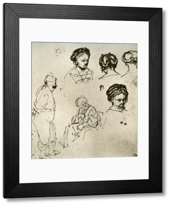 Framed Print : A page of sketches, 1913. Artist: Rembrandt Harmensz van Rijn Framed Print : A page of sketches, 1913. Artist: Rembrandt Harmensz van Rijn