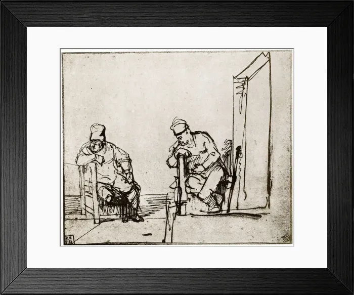 Framed Print : Two Men Seated at a Doorway, 1913. Artist: Rembrandt Harmensz van Rijn Framed Print : Two Men Seated at a Doorway, 1913. Artist: Rembrandt Harmensz van Rijn