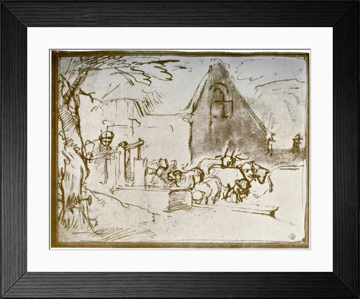 Framed Print : A farmyard scene, 1913. Artist: Rembrandt Harmensz van Rijn Framed Print : A farmyard scene, 1913. Artist: Rembrandt Harmensz van Rijn