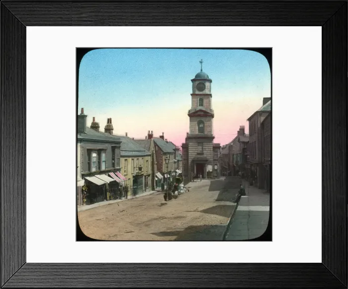 Framed Print : Town Hall and Market Street, Penryn, Cornwall, late 19th or early 20th century. Artist: Church Army Lantern Department Framed Print : Town Hall and Market Street, Penryn, Cornwall, late 19th or early 20th century. Artist: Church Army Lantern Department