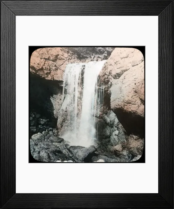 Framed Print : Waterfall, Mullion, Cornwall, late 19th or early 20th century. Artist: Church Army Lantern Department Framed Print : Waterfall, Mullion, Cornwall, late 19th or early 20th century. Artist: Church Army Lantern Department